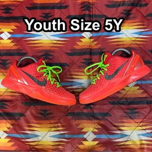 Nike Kobe 6 Protro Reverse Grinch (GS) FV9676-600 Youth Size 5Y Red Sneakers